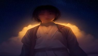 手机屏幕显示成人动漫播放界面，手持设备竖屏模式，夜间模式黑色背景，画面精致的动漫画风截图，隐私保护设置菜单可见